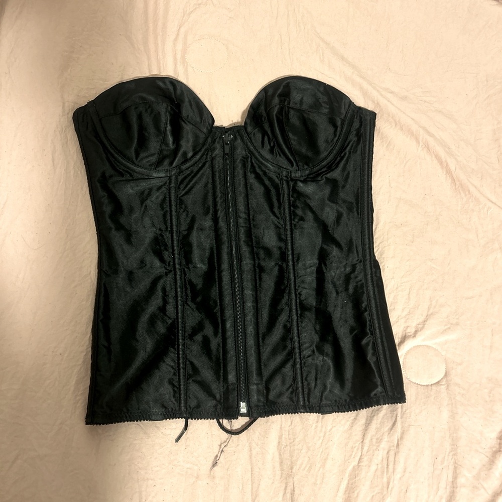 black strapless corset top